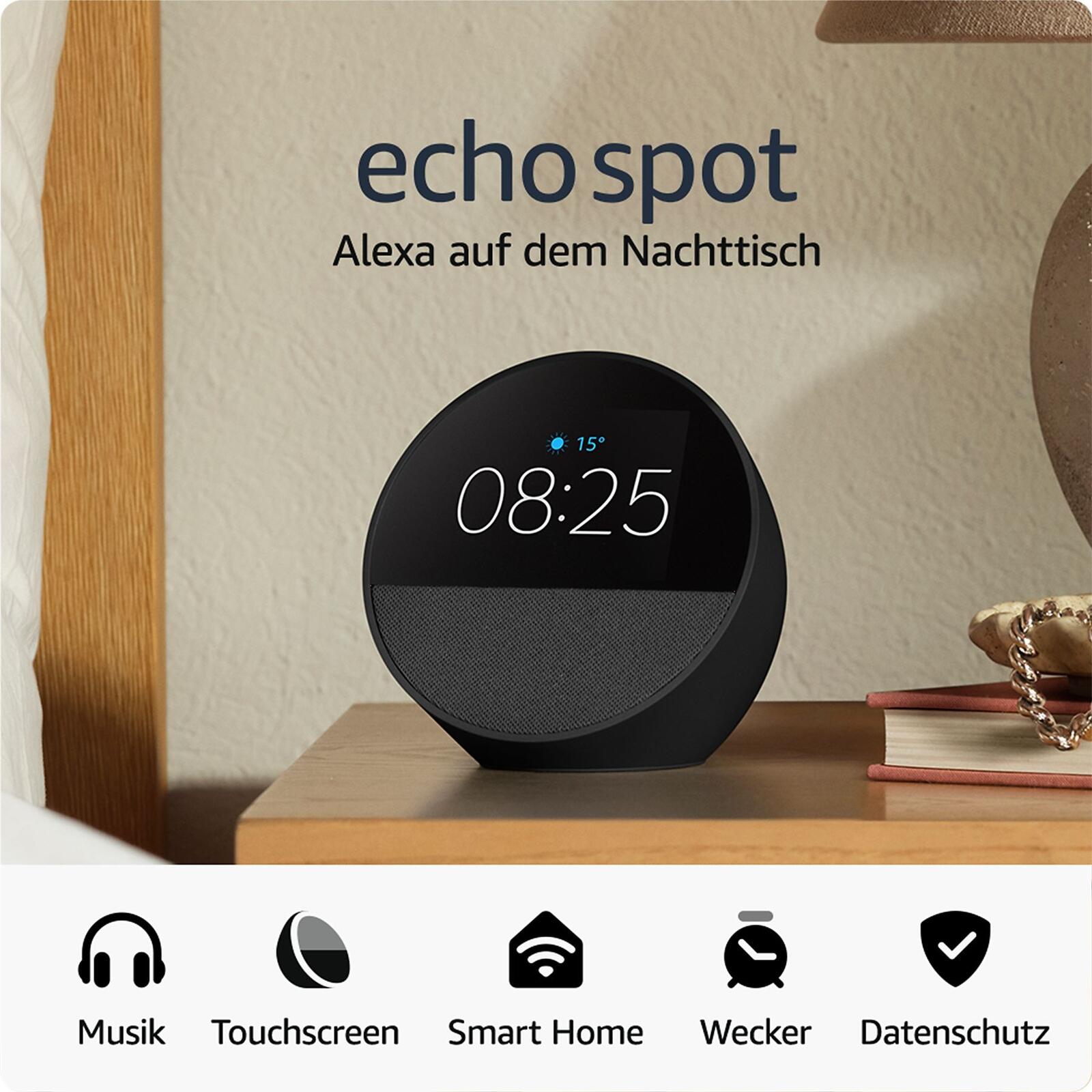 Amazon Echo Spot (2024) - Smart Speaker, schwarz