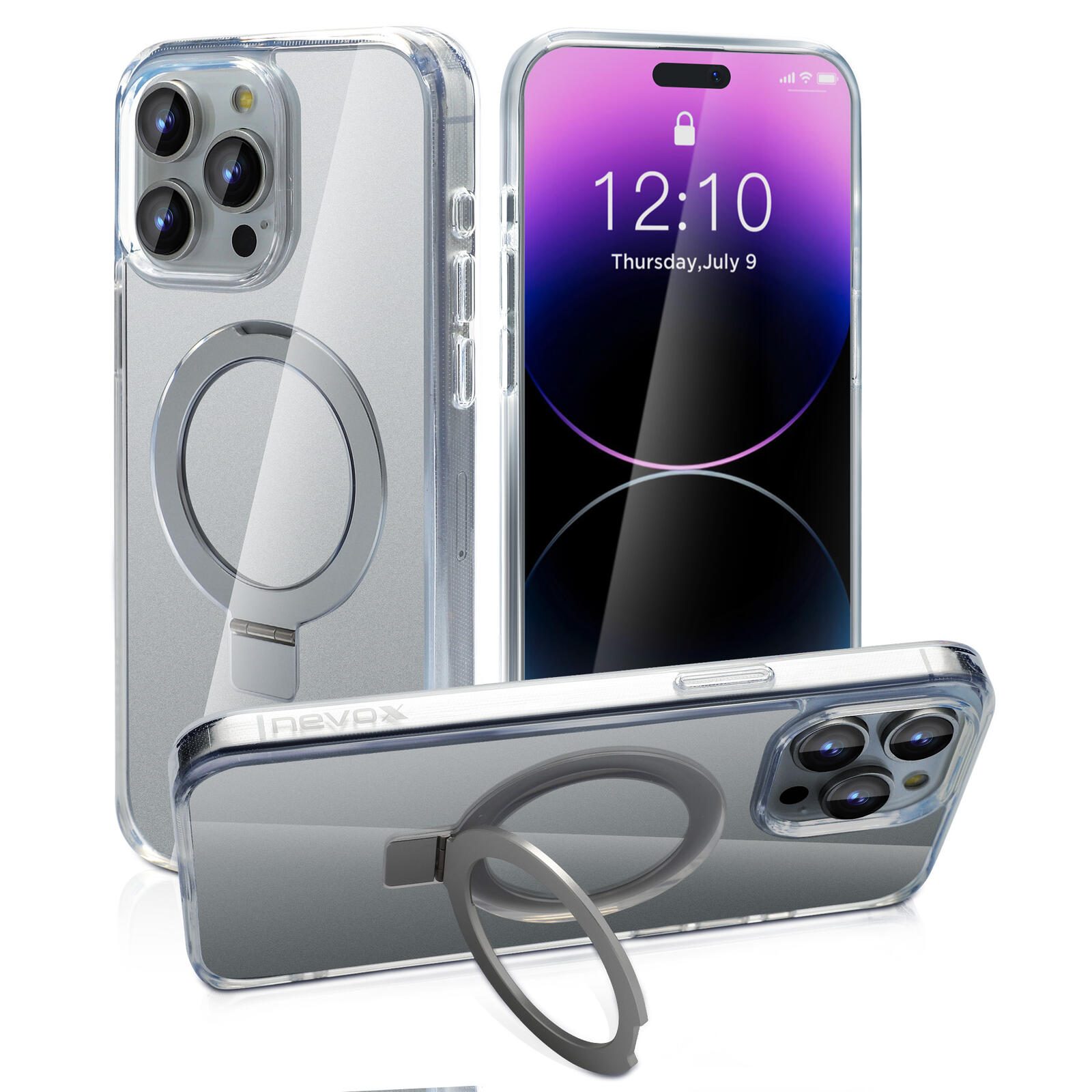 nevox StyleShell SHOCKFlex Stand für iPhone 15 Pro Max - Transparent