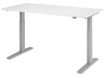 HAMMERBACHER XMKA16 höhenverstellbarer Schreibtisch 70,0 - 120,0 cm - elektrisch weiß / silber