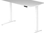 HAMMERBACHER XBHM16 höhenverstellbarer Schreibtisch 65,0 - 130,0 cm -  elektrisch lichtgrau / weiß