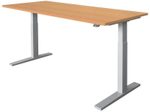 HAMMERBACHER XMKA19 höhenverstellbarer Schreibtisch 70,0 - 120,0 cm - elektrisch buche / silber