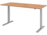 HAMMERBACHER XMKA19 höhenverstellbarer Schreibtisch 70,0 - 120,0 cm - elektrisch asteiche / silber