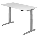 HAMMERBACHER XBHM16 höhenverstellbarer Schreibtisch 65,0 - 130,0 cm - elektrisch weiß / silber