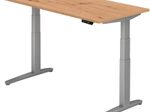 HAMMERBACHER XBHM16 höhenverstellbarer Schreibtisch 65,0 - 130,0 cm - elektrisch asteiche / silber