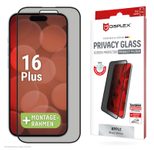 DISPLEX Privacy Full Cover Panzerglas (10H) für Apple iPhone 16 Plus