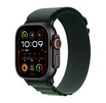 Apple Watch Ultra 2 Titanium (Cellular) 49mm Titaniumgehäuse schwarz, Alpine Loop Armand dunkelgrün (L)