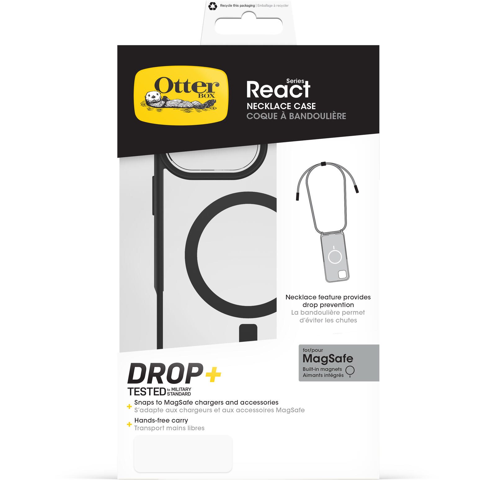 OtterBox React Necklace MagSafe Apple iPhone 16 Pro Max Black Crystal - clear/black