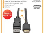 Eaton Tripp Lite Series DisplayPort 1.2 zu HDMI Active Adapterkabel (Stecker/Stecker), 4K 60 Hz, Gripping HDMI Plug, HDCP 2.2, 15 ft. (4.6 m)