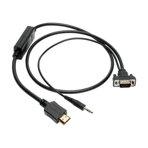 Eaton Tripp Lite Series HDMI zu VGA + Audio Active Adapterkabel (HDMI auf Niedrigprofil HD15 + 3.5 mm Stecker/Stecker), 3 ft. (0.9 m)