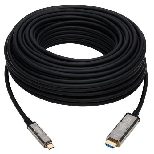 Eaton Tripp Lite Series High-Speed USB-C zu HDMI Fiber Active Optical Kabel (AOC) - UHD 4K 60 Hz, HDR, CL3 Rated, Schwarz, 50 m
