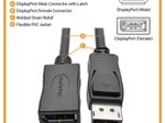 Eaton Tripp Lite Series DisplayPort Verlängerung Kabel mit Latch, 4K @ 60 Hz, HDCP 2.2 (M/F), 15 ft. (4.57 m)