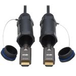Eaton Tripp Lite Series High-Speed Armored HDMI Fiber Active Optical Kabel (AOC) mit Hooded Verbinder - 4K @ 60 Hz, HDR, IP68, Stecker/Stecker, Schwarz, 30 m