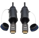 Eaton Tripp Lite Series High-Speed Armored HDMI Fiber Active Optical Kabel (AOC) mit Hooded Verbinder - 4K @ 60 Hz, HDR, IP68, Stecker/Stecker, Schwarz, 50 m 
