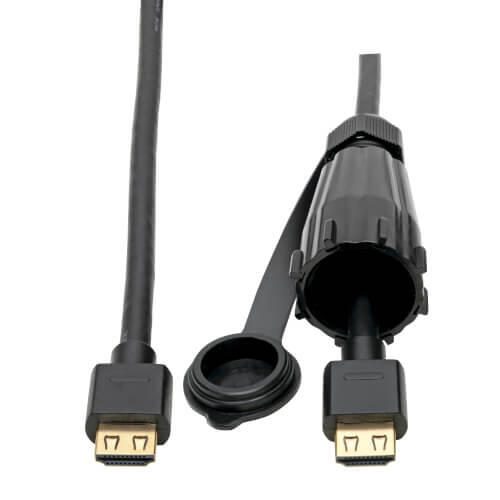 Eaton Tripp Lite Series High-Speed HDMI Kabel (Stecker/Stecker) - 4K 60 Hz, HDR, Industrial, IP68, Hooded Verbinder, Schwarz, 12 ft. (3.66 m)