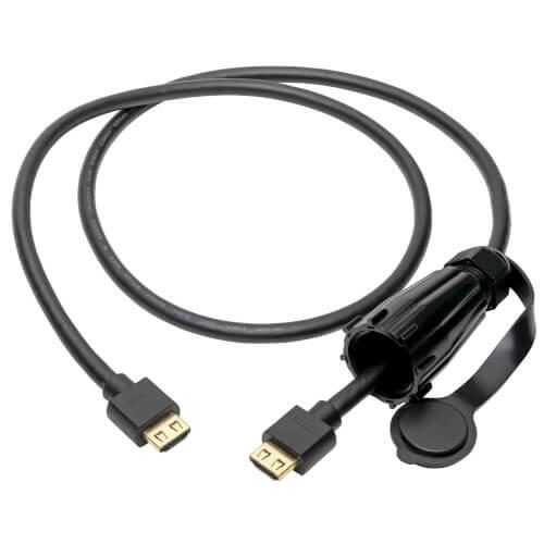 Eaton Tripp Lite Series High-Speed HDMI Kabel (Stecker/Stecker) - 4K 60 Hz, HDR, Industrial, IP68, Hooded Verbinder, Schwarz, 3 ft. (0.91 m)