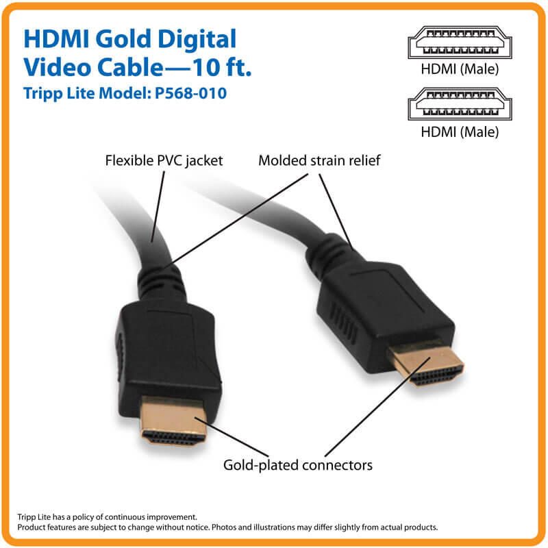 Eaton Tripp Lite Series High-Speed HDMI Kabel, Digital Video mit Audio, UHD 4K (Stecker/Stecker), Schwarz, 10 ft. (3.05 m)