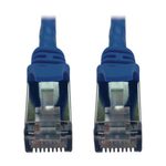 Eaton Tripp Lite Series Cat6a 10G Snagless Shielded Slim STP Ethernet Kabel (RJ45 Stecker/Stecker), PoE, Blue, 1 ft. (0.3 m)