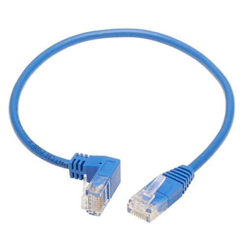Eaton Tripp Lite Series Down-Angle Cat6 Gigabit Molded Slim UTP Ethernet Kabel (RJ45 Right-Angle Down M zu RJ45 M), Blue, 1 ft. (0.31 m)