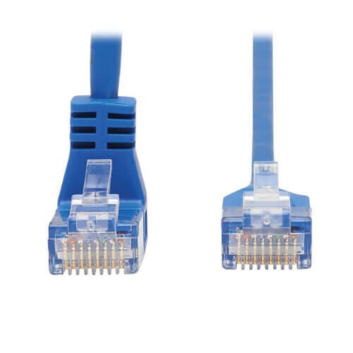 Eaton Tripp Lite Series Down-Angle Cat6 Gigabit Molded Slim UTP Ethernet Kabel (RJ45 Right-Angle Down M zu RJ45 M), Blue, 10 ft. (3.05 m)