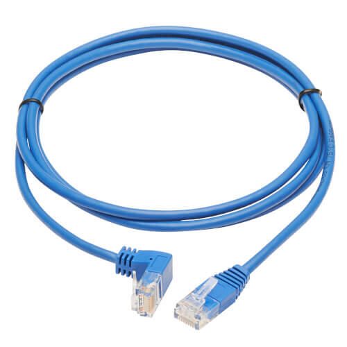 Eaton Tripp Lite Series Down-Angle Cat6 Gigabit Molded Slim UTP Ethernet Kabel (RJ45 Right-Angle Down M zu RJ45 M), Blue, 5 ft. (1.52 m)