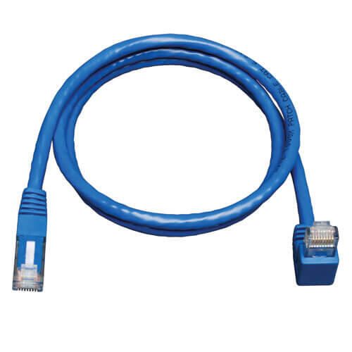 Eaton Tripp Lite Series Down-Angle Cat6 Gigabit Molded UTP Ethernet Kabel (RJ45 Right-Angle Down M zu RJ45 M), Blue, 3 ft. (0.91 m)