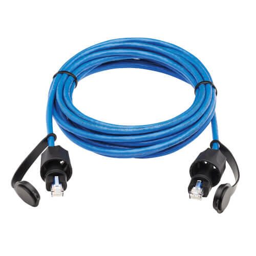 Eaton Tripp Lite Series Industrial Cat6 UTP Ethernet Kabel (RJ45 Stecker/Stecker), 100W PoE, CMR-LP, IP68, Blue, 16 ft. (4.88 m)