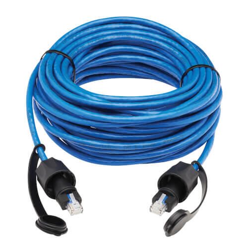 Eaton Tripp Lite Series Industrial Cat6 UTP Ethernet Kabel (RJ45 Stecker/Stecker), 100W PoE, CMR-LP, IP68, Blue, 50 ft. (15.24 m)