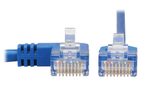 Eaton Tripp Lite Series Left-Angle Cat6 Gigabit Molded Slim UTP Ethernet Kabel (RJ45 Left-Angle M zu RJ45 M), Blue, 10 ft. (3.05 m)