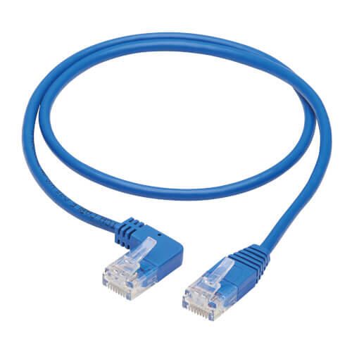 Eaton Tripp Lite Series Left-Angle Cat6 Gigabit Molded Slim UTP Ethernet Kabel (RJ45 Left-Angle M zu RJ45 M), Blue, 3 ft. (0.91 m)