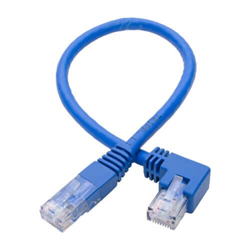 Eaton Tripp Lite Series Left-Angle Cat6 Gigabit Molded UTP Ethernet Kabel (RJ45 Left-Angle M zu RJ45 M), Blue, 1 ft. (0.31 m)