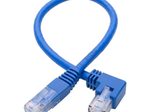 Eaton Tripp Lite Series Left-Angle Cat6 Gigabit Molded UTP Ethernet Kabel (RJ45 Left-Angle M zu RJ45 M), Blue, 1 ft. (0.31 m)
