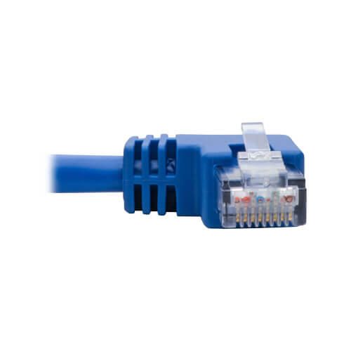 Eaton Tripp Lite Series Left-Angle Cat6 Gigabit Molded UTP Ethernet Kabel (RJ45 Left-Angle M zu RJ45 M), Blue, 1 ft. (0.31 m)