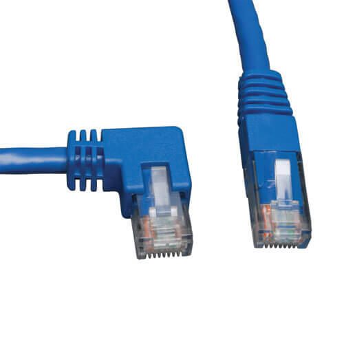 Eaton Tripp Lite Series Left-Angle Cat6 Gigabit Molded UTP Ethernet Kabel (RJ45 Left-Angle M zu RJ45 M), Blue, 3 ft. (0.91 m)