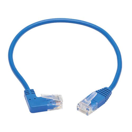 Eaton Tripp Lite Series Right-Angle Cat6 Gigabit Molded Slim UTP Ethernet Kabel (RJ45 Right-Angle M zu RJ45 M), Blue, 1 ft. (0.31 m)