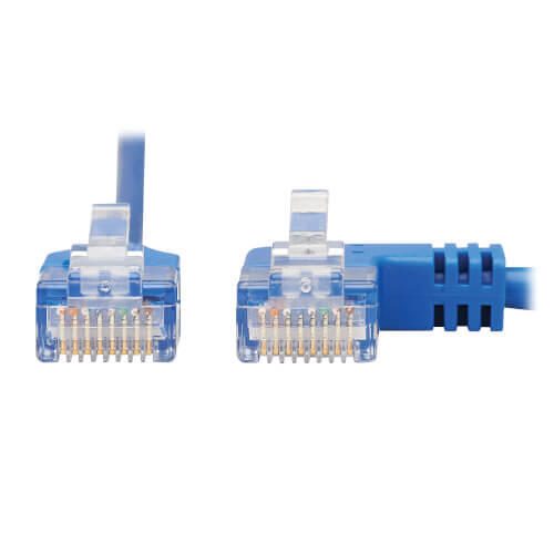 Eaton Tripp Lite Series Right-Angle Cat6 Gigabit Molded Slim UTP Ethernet Kabel (RJ45 Right-Angle M zu RJ45 M), Blue, 2 ft. (0.61 m)