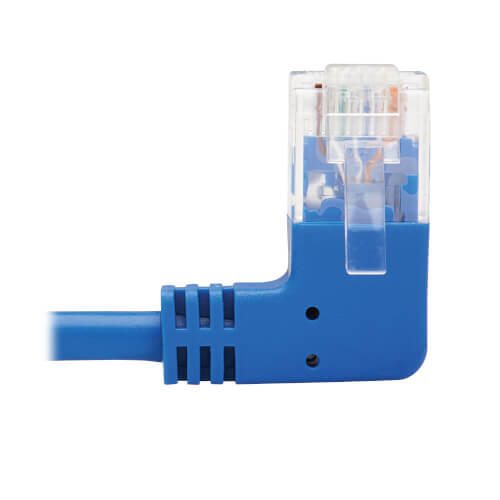 Eaton Tripp Lite Series Right-Angle Cat6 Gigabit Molded Slim UTP Ethernet Kabel (RJ45 Right-Angle M zu RJ45 M), Blue, 2 ft. (0.61 m)
