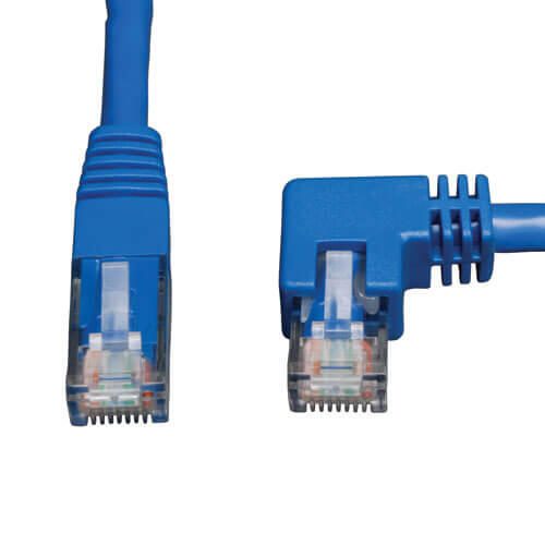 Eaton Tripp Lite Series Right-Angle Cat6 Gigabit Molded UTP Ethernet Kabel (RJ45 Right-Angle M zu RJ45 M), Blue, 3 ft. (0.91 m)