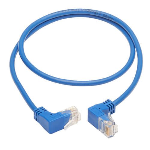 Eaton Tripp Lite Series Up/Down-Angle Cat6 Gigabit Molded Slim UTP Ethernet Kabel (RJ45 Up-Angle M zu RJ45 Down-Angle M), Blue, 3 ft. (0.91 m)