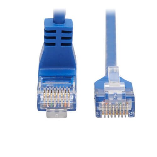 Eaton Tripp Lite Series Up-Angle Cat6 Gigabit Molded Slim UTP Ethernet Kabel (RJ45 Right-Angle Up M zu RJ45 M), Blue, 1 ft. (0.31 m)