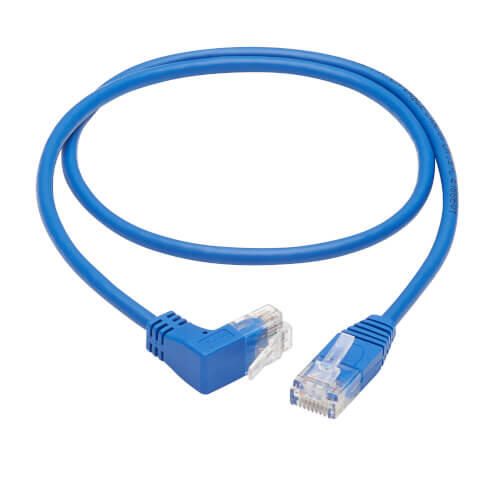 Eaton Tripp Lite Series Up-Angle Cat6 Gigabit Molded Slim UTP Ethernet Kabel (RJ45 Right-Angle Up M zu RJ45 M), Blue, 2 ft. (0.61 m)