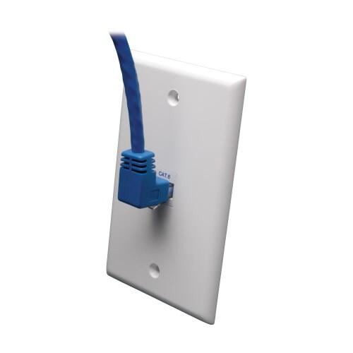 Eaton Tripp Lite Series Up-Angle Cat6 Gigabit Molded UTP Ethernet Kabel (RJ45 Right-Angle Up M zu RJ45 M), Blue, 3 ft. (0.91 m)