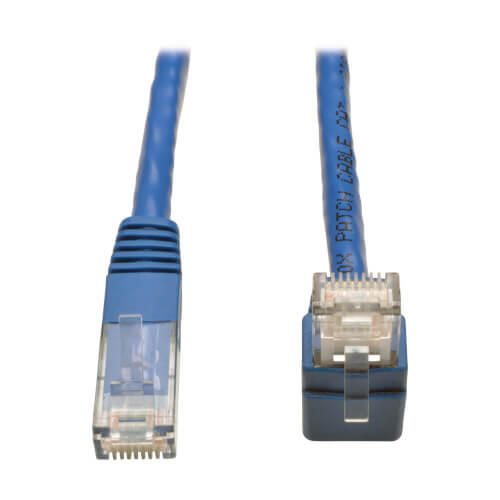Eaton Tripp Lite Series Up-Angle Cat6 Gigabit Molded UTP Ethernet Kabel (RJ45 Right-Angle Up M zu RJ45 M), Blue, 3 ft. (0.91 m)