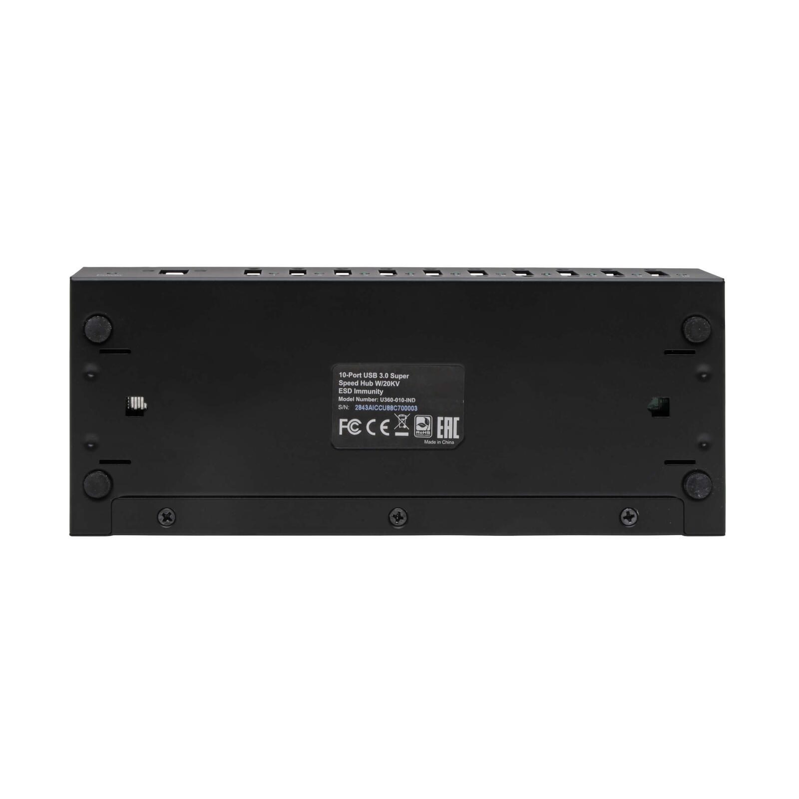 Eaton Tripp Lite Series 10-Port Industrial-Grade USB 3.0 SuperSpeed Hub - 20 kV ESD Immunity, Metal Housing, Mountable
