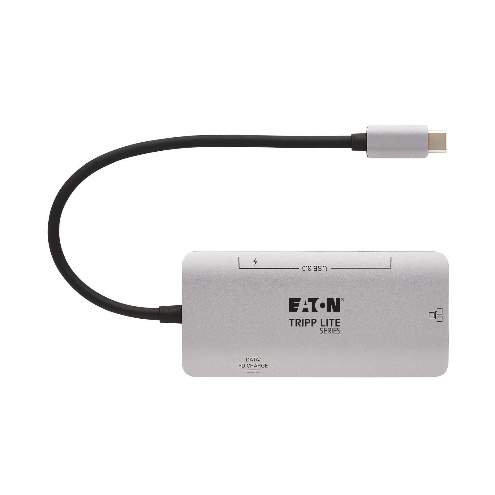 Eaton Tripp Lite Series 3-Port USB-C Hub - USB 3.2 Gen 1, 3 USB-A Ports, GbE, Thunderbolt 3, 100W PD Charging, Aluminum Housing