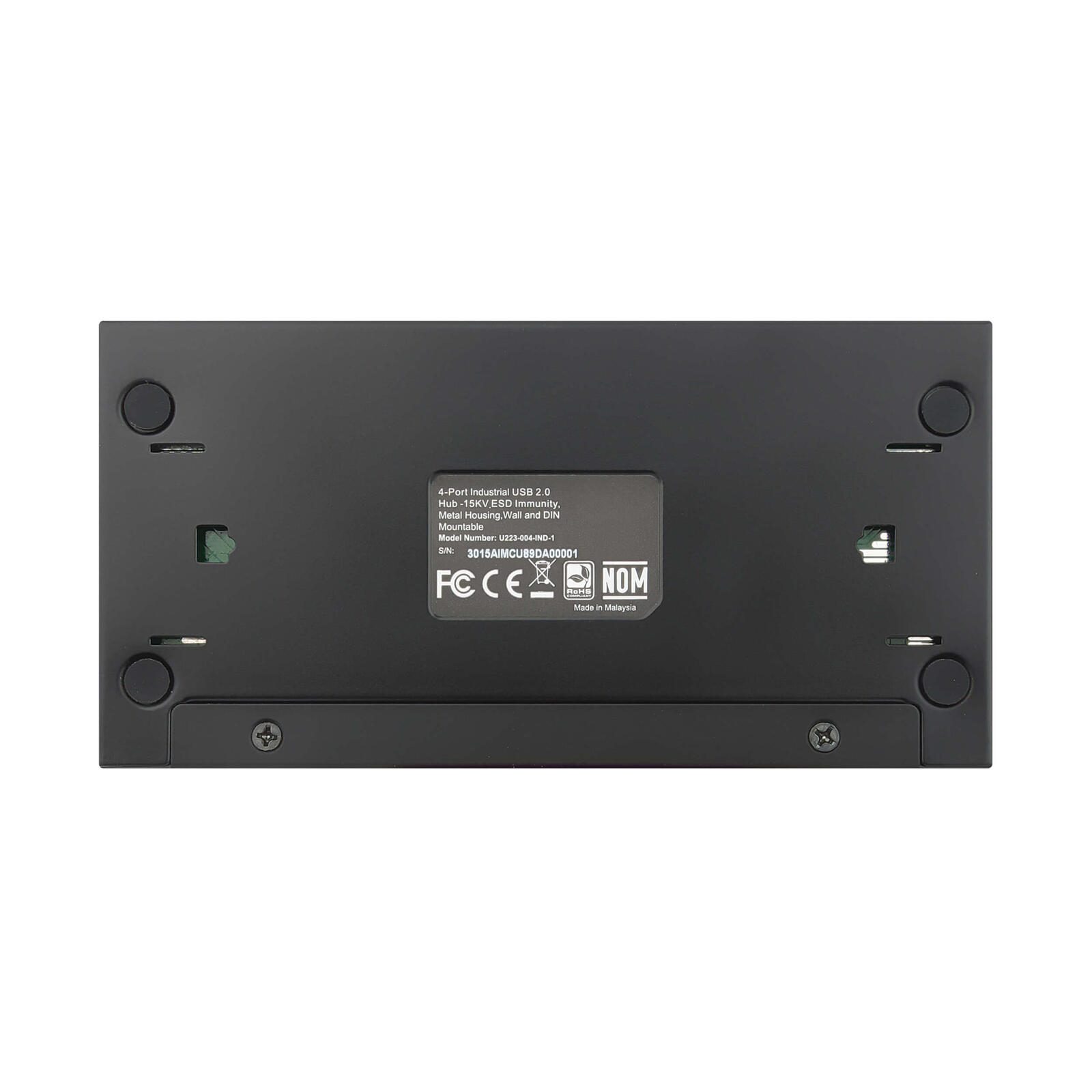 Eaton Tripp Lite Series 4-Port Industrial-Grade USB 2.0 Hub - 15 kV ESD Immunity, Metal Housing, Wall/DIN Mountable