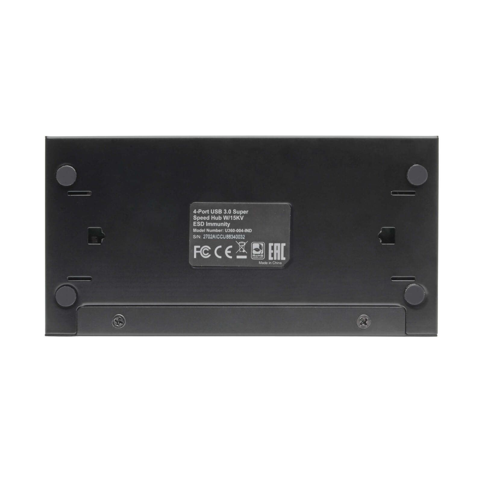 Eaton Tripp Lite Series 4-Port Industrial-Grade USB 3.0 SuperSpeed Hub - 20 kV ESD Immunity, Metal Housing, Mountable