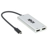 Eaton Tripp Lite Series Dual-Monizur Thunderbolt 3 zu HDMI Adapter (M/2xF) - 4K 60 Hz, 4:4:4, Silver