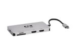 Eaton Tripp Lite Series USB-C Dock, Dual Display - 4K 60 Hz HDMI, USB 3.2 Gen 1, USB-A Hub, Memory Card, 100W PD Charging, Gray