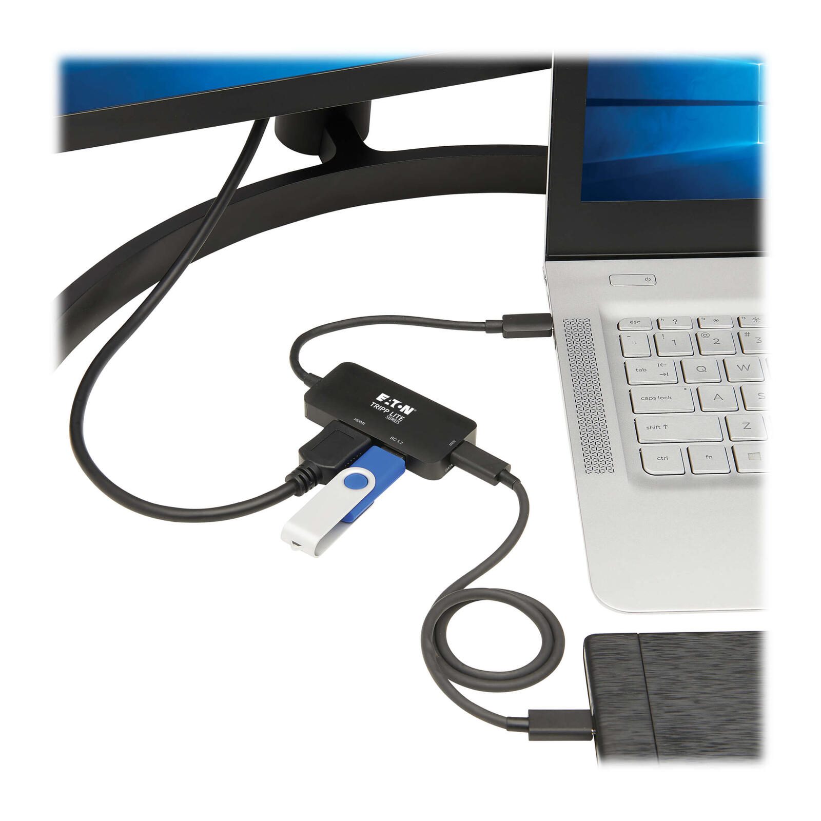 Eaton Tripp Lite Series USB-C Multiport Adapter - HDMI 4K 60 Hz, 4:4:4, HDR, USB-A, 100W PD Charging, Schwarz