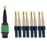 Eaton Tripp Lite Series 400G Singlemode 9/125 OS2 Switchable Fiber Optic Kabel (12F MTP/MPO-APC zu 4x Duplex LC/UPC F/M), 5 m